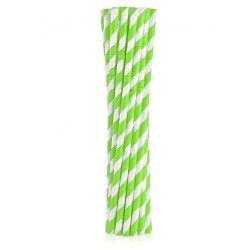 Colour Green Stripes Green Flexible Paper Straw 12 pcs