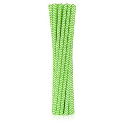 Colour Lime Green Chevron Green Paper Straw Pack of 12