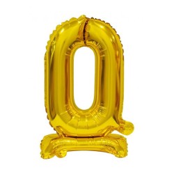 Number B&C Gold Gold Mini Number 0 Foil Balloon with Base 38 cm