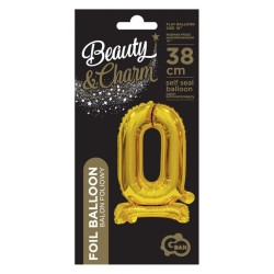 Number B&C Gold Gold Mini Number 0 Foil Balloon with Base 38 cm