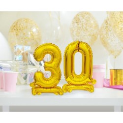 Number B&C Gold Gold Mini Number 0 Foil Balloon with Base 38 cm