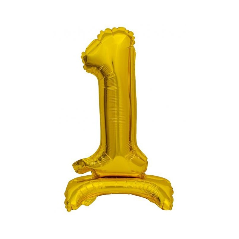 Number B&C Gold Gold mini number 1 foil balloon with base 38 cm