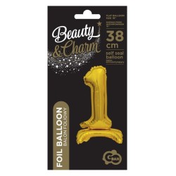 Number B&C Gold Gold mini number 1 foil balloon with base 38 cm