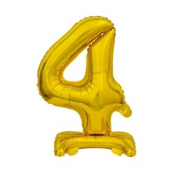 Number B&C Gold Gold Mini Number 4 Foil Balloon with Base 38 cm