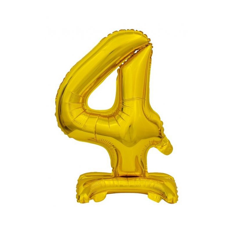 Number B&C Gold Gold Mini Number 4 Foil Balloon with Base 38 cm