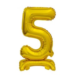 Number B&C Gold Gold Mini Number 5 Foil Balloon with Base 38 cm