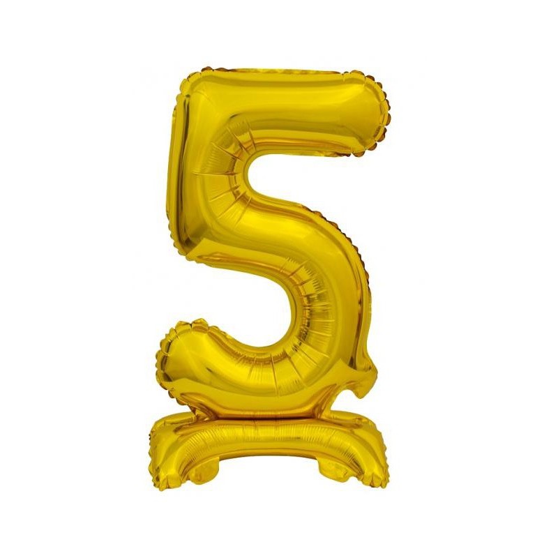 Number B&C Gold Gold Mini Number 5 Foil Balloon with Base 38 cm