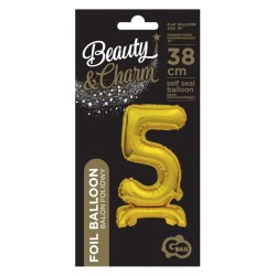 Number B&C Gold Gold Mini Number 5 Foil Balloon with Base 38 cm