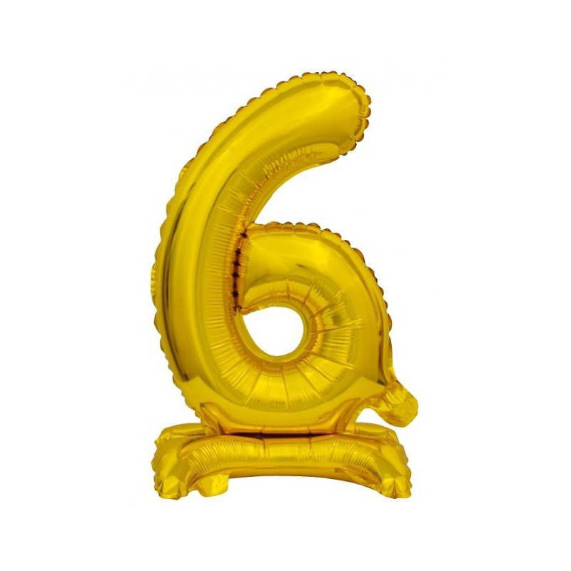 Number B&C Gold Gold mini number 6 foil balloon with base 38 cm