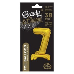 Number B&C Gold Gold mini number 7 foil balloon with base 38 cm