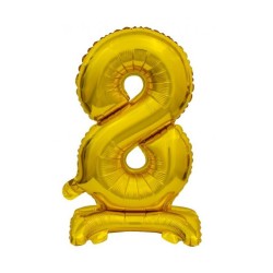 Number B&C Gold Gold Mini Number 8 Foil Balloon with Stand 38 cm