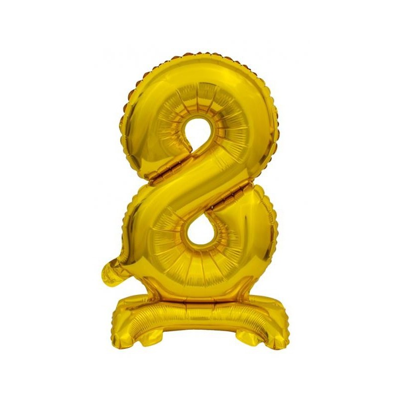 Number B&C Gold Gold Mini Number 8 Foil Balloon with Stand 38 cm