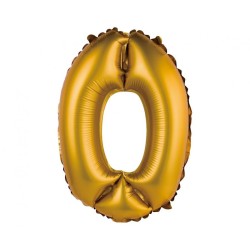 Number Gold Matt Gold 0 mini number foil balloon 35 cm