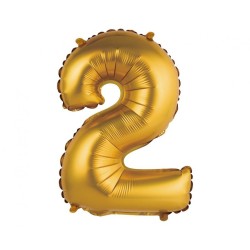 Number Gold Matt Gold number 2 mini foil balloon 35 cm