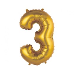 Number Gold Matt Gold number 3 mini foil balloon 35 cm