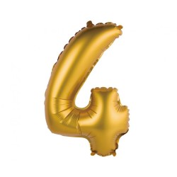 Number Gold Matt Gold Number 4 Mini Foil Balloon 35 cm