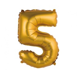 Number Gold Matt Gold 5 Mini Number Foil Balloon 35 cm