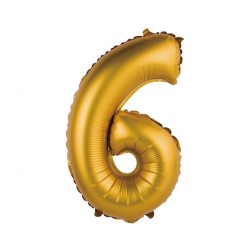 Number Gold Matt Gold 6 Mini Number Foil Balloon 35 cm