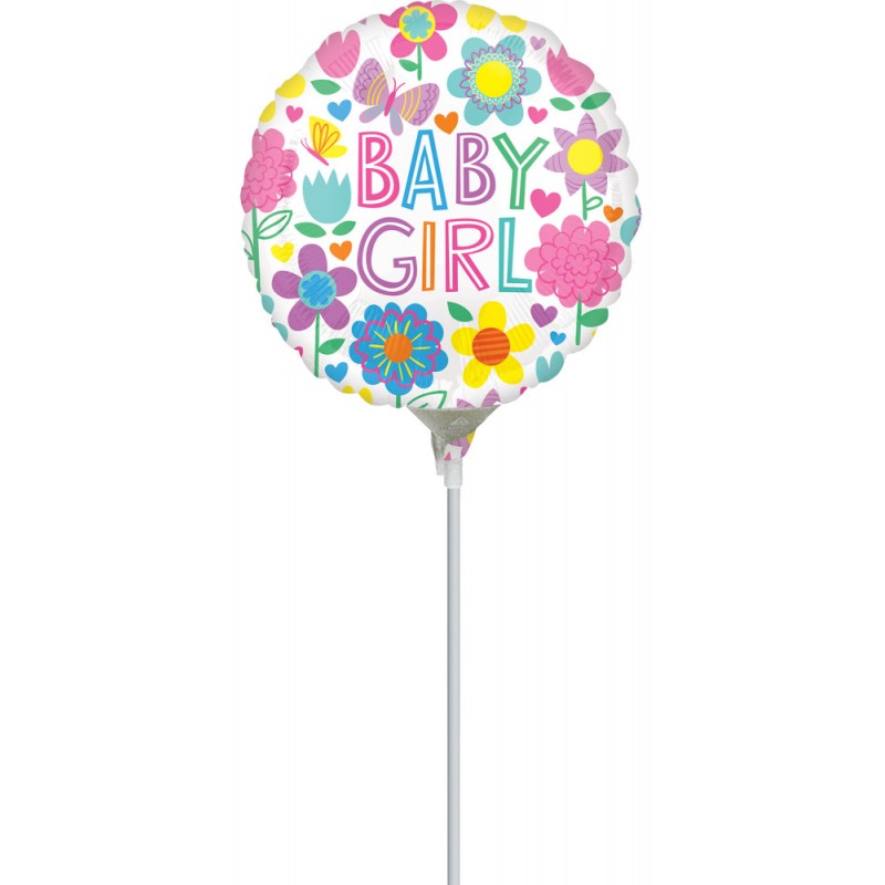 Mini ballon en aluminium pour bébé fille à motif floral 10 cm (WP)