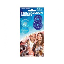 Number Blue, Blue number 8 mini foil balloon 35 cm