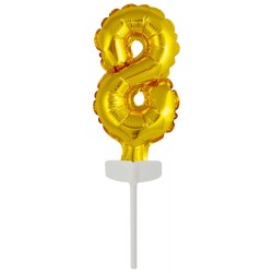 Ballon en aluminium numéro 8 doré pour gâteau 13 cm