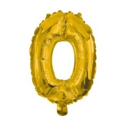 Number Gold, mini number 0 foil balloon 33 cm