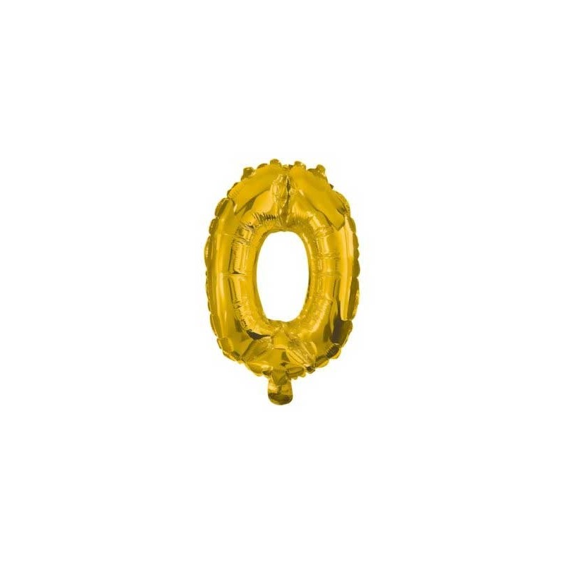 Number Gold, mini number 0 foil balloon 33 cm