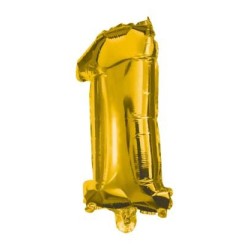 Number Gold, Mini Gold 1 Number Foil Balloon 33 cm