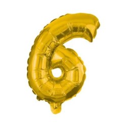 Number Gold, Gold mini number 6 foil balloon 35 cm