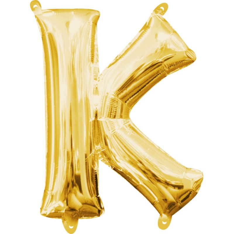 Number Gold, Gold mini K letter foil balloon 33 cm