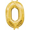 Number Gold, Gold mini number foil balloon 0, 40 cm