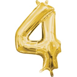 Number Gold, Gold mini number foil balloon 4, 40 cm