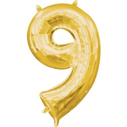 Number Gold Mini Number Foil Balloon 9, 40 cm