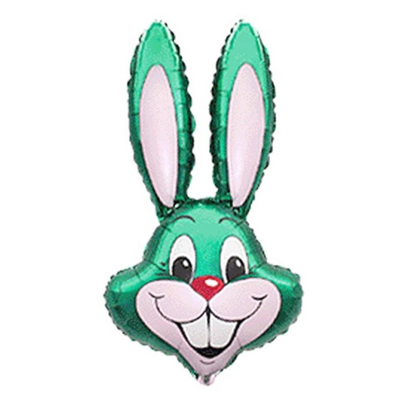 Ballon aluminium Lapin Vert, Tête Verte 36 cm (WP)