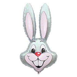 Ballon aluminium Lapin Gris, tête grise 36 cm (WP)