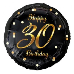 Ballon aluminium Happy Birthday 30 de 36 cm avec inscription B&C Gold