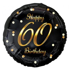 Ballon aluminium Happy Birthday 60 Gold B&C 36 cm