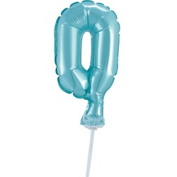 Number Light Blue Blue number 0 foil balloon for cake 13 cm