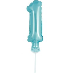 Ballon en aluminium bleu clair numéro 1 pour gâteau 13 cm