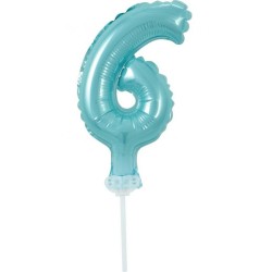 Number Light Blue Blue number 6 foil balloon for cake 13 cm