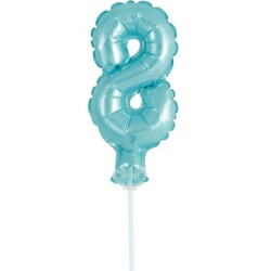 Ballon en aluminium bleu clair numéro 8 pour gâteau 13 cm