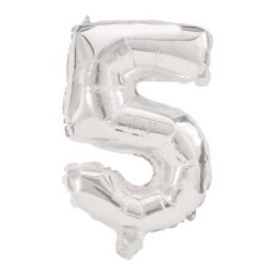 Ballon Mini Numéro 5 en Feuille d'Argent 33 cm