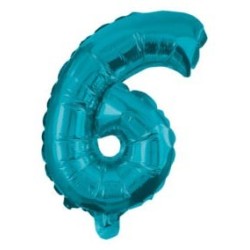 Number Mini 6 Blue Number Foil Balloon 32 cm