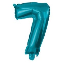 Ballon aluminium numéro 7 bleu mini 32 cm