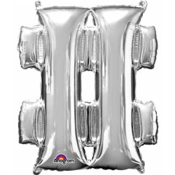 Number Mini Foil Balloon Hashtag Icon, Silver 33 cm