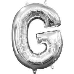 Number Mini G Letter Foil Balloon, Silver 33 cm