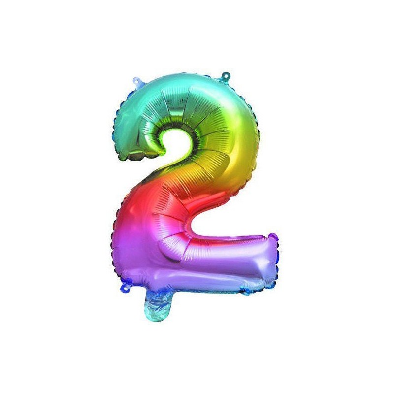 Number Multicolour Metallic mini number 2 foil balloon 32 cm