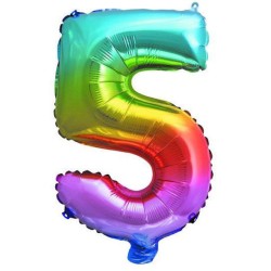 Number Multicolour Metallic Mini 5 Foil Balloon 32 cm