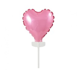 Heart Pink Heart, Pink foil balloon for cake 8 cm