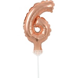 Ballon en aluminium numéro 6 en or rose pour gâteau 13 cm